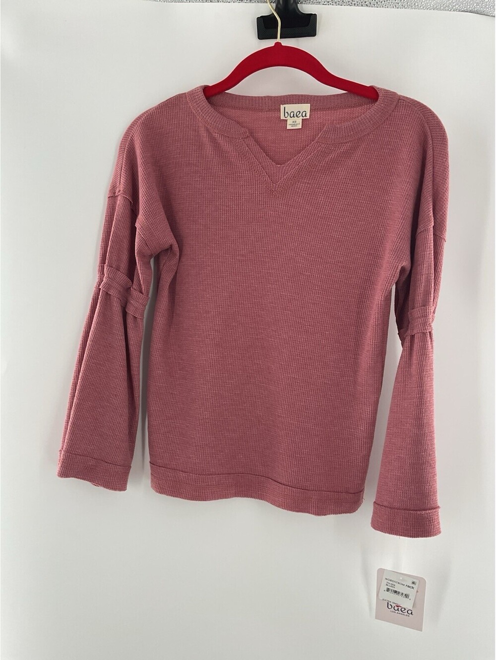 Baea Los Angeles women’s extra small thermal V-neck shirt pink 093